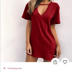 Summer Casual V-Neck T-Shirt Cotton Mini Dress